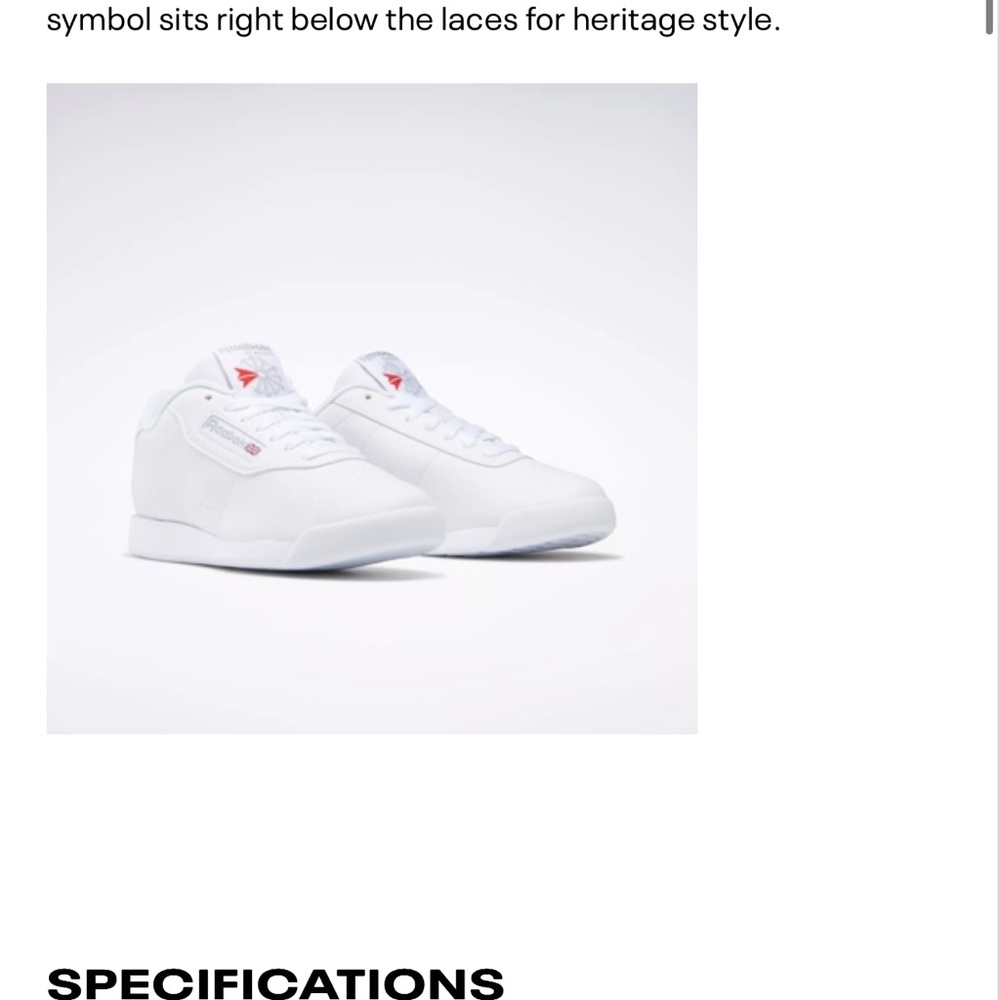 NWOT Reebok princess sneakers